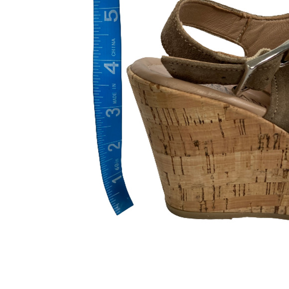 Cordani Sandals Womens Sz 8 Brown Suede Leather Peep Toe Ankle Strap Wedge - Picture 7 of 7